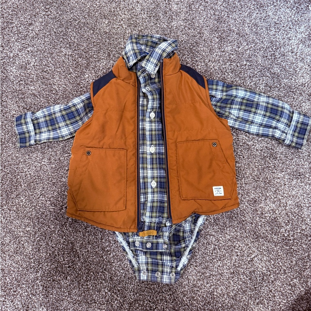 Carters plaid and vest set